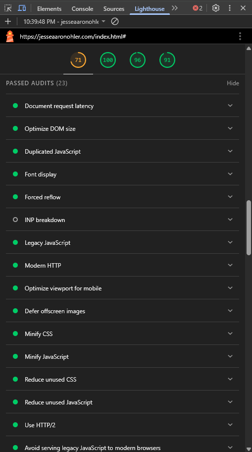 Lighthouse Audit Report